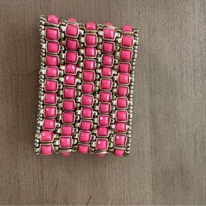 Pink and Silver Beaded Bracelet